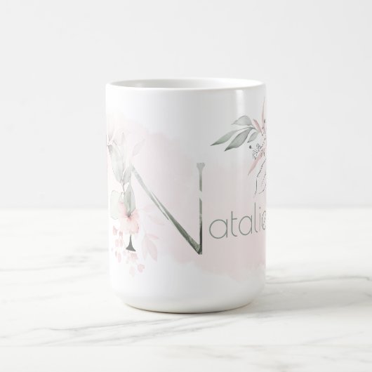 Mug LETTRE CHAUSSÉE Rose Rose BLANCHE N (Centre)