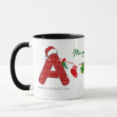 Mug Lettre colorée personnalisée Nom Joyeux Noël (Gauche)