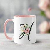 Mug LETTRE CRU FÉMININ " H" Fleurs rose