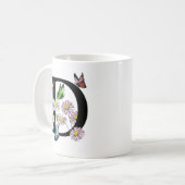 Mug Lettre D Aquarelle Botanique Papillon Monogramme (Devant gauche)