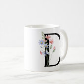 Mug Lettre D avec des fleurs (Devant droit)