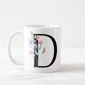 Mug Lettre D avec des fleurs (Gauche)