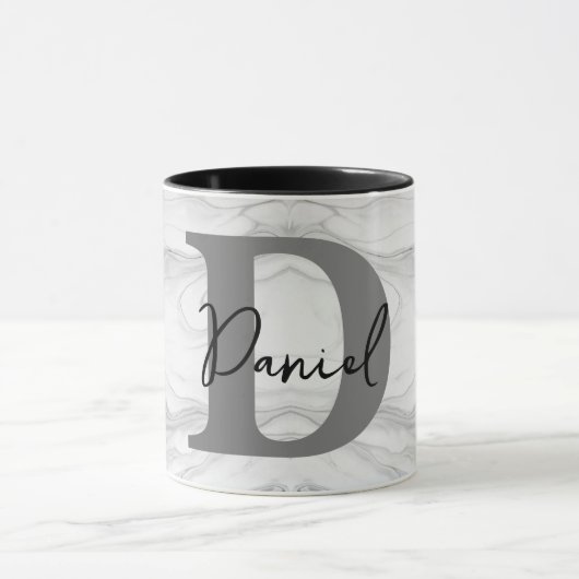 Mug Lettre D Monogramme en Marbre Moderne et Classique (Centre)