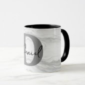 Mug Lettre D Monogramme en Marbre Moderne et Classique (Devant droit)