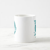 Mug Lettre D Monogramme Turquoise Nom moderne (Centre)