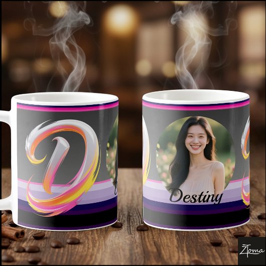 Mug Lettre D Néon Fluide Abstraite Brosse