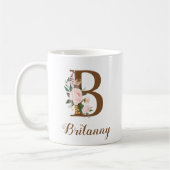 Mug Lettre d'aide d'État personnalisée florale B Cadea (Gauche)