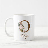 Mug Lettre d'aide personnalisée florale O cadeau (Gauche)