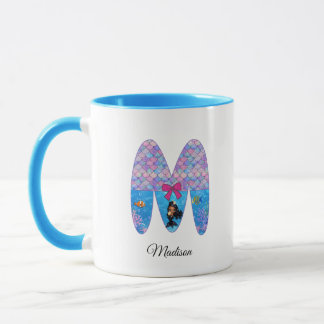 Mug Lettre d'alphabet de sirène personnalisée M
