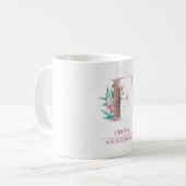 Mug LETTRE D'Aquarelle D'OR Rose DE MONogramme F (Devant gauche)