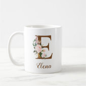 Mug Lettre d'domestique personnalisée florale E Cadeau (Gauche)