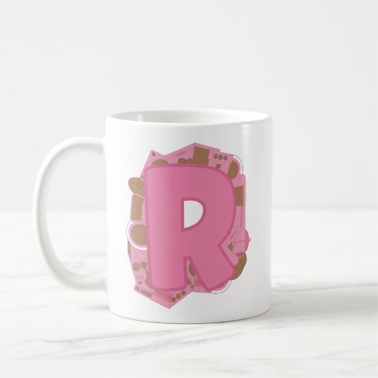 Mug Lettre de café R : Monogramme initial (Gauche)