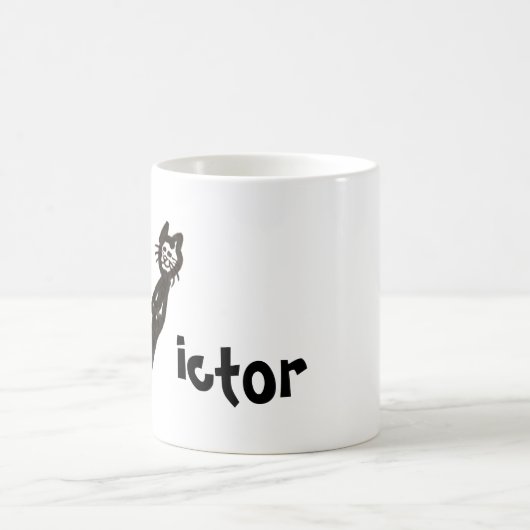 Mug - Lettre de chat V avec nom  (Centre)
