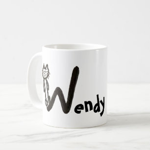 Mug - Lettre de chat W avec nom