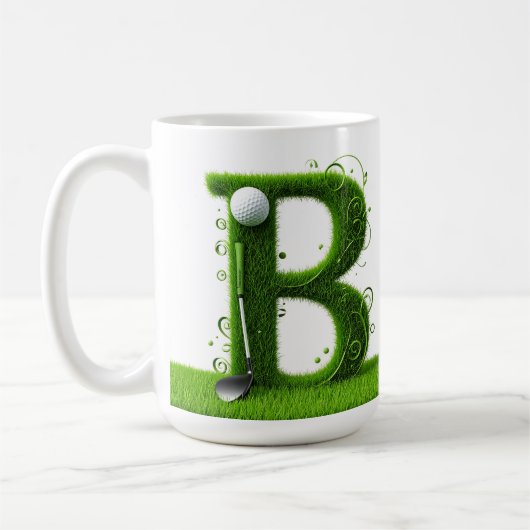 Mug ⛳ Lettre de golf B Monogramme Cadeau moderne éléga (Gauche)