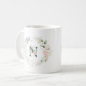 Mug Lettre de monogramme floral Pastel rose (Devant gauche)