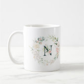 Mug Lettre de monogramme floral Pastel rose (Gauche)
