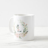 Mug Lettre de monogramme floral Pastel rose (Devant gauche)