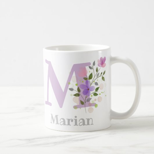 Mug Lettre de monogramme M & nom chrétien (Droite)