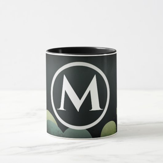 Mug Lettre de monogramme rétro moderne bulle noire (Centre)