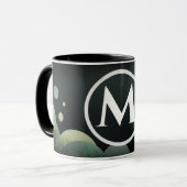 Mug Lettre de monogramme rétro moderne bulle noire (Devant gauche)