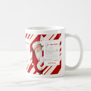 Mug Lettre de Noël de Père Noël Rouge bonbon Bouton ro