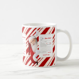 Mug Lettre de Noël de Père Noël Rouge bonbon Bouton ro