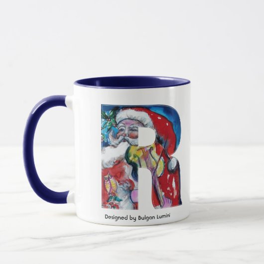 MUG LETTRE DE NOËL / PÈRE NOËL AVEC MONOGRAM DE VIOLON (Gauche)