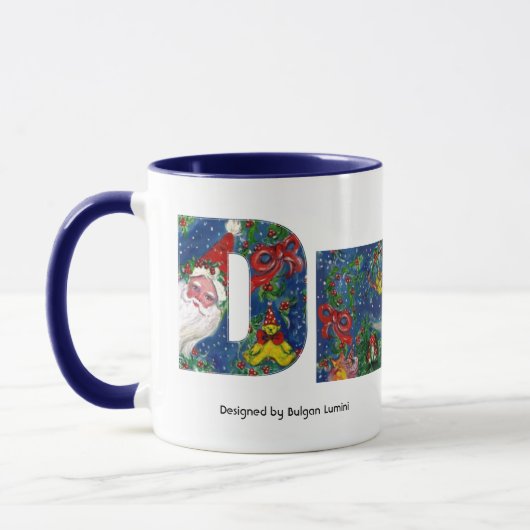 MUG LETTRE DE NOËL / PÈRE NOËL ROUGE RIBBON MONOGRAM (Gauche)