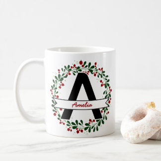 Mug Lettre de Noël personnalisée Nom initial personnal
