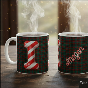 Mug Lettre de Noël rayée I en bonbon brillant