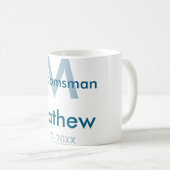 Mug Lettre de nom de garçon d'honneur bleu marine masc (Devant droit)