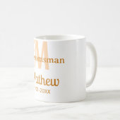 Mug Lettre de nom de garçon d'honneur orange date masc (Devant droit)