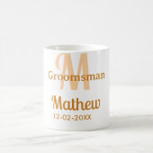Mug Lettre de nom de garçon d'honneur orange date masc (Centre)