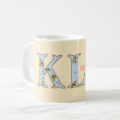 Mug lettre de nom monogramme pêche rétro pastel gras (Devant gauche)