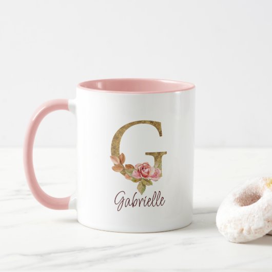 Mug Lettre de nom personnalisée G papier d'aluminium o (Avec donut)