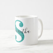 Mug LETTRE DE Parties scintillant Turquoise FEMME S MO (Devant droit)