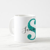 Mug LETTRE DE Parties scintillant Turquoise FEMME S MO (Devant gauche)