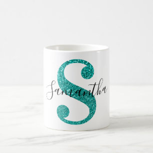 Mug LETTRE DE Parties scintillant Turquoise FEMME S MO
