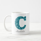 Mug LETTRE DE Parties scintillant Turquoise FLAMBÉE C  (Gauche)