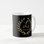 Mug Lettre de script L Noir n Or Nom (Devant droit)