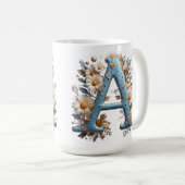 Mug Lettre Décorative A Avec Émail Bleu (Devant droit)