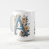 Mug Lettre Décorative A Avec Émail Bleu (Devant gauche)