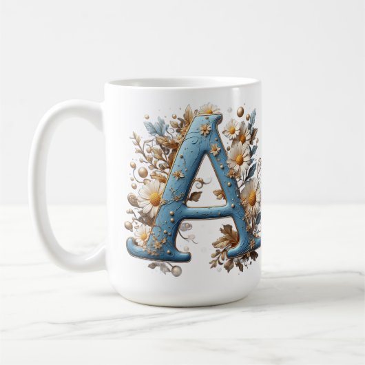 Mug Lettre Décorative A Avec Émail Bleu (Gauche)