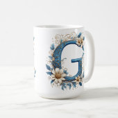 Mug Lettre Décorative G Avec Émail Bleu (Devant droit)