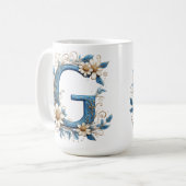 Mug Lettre Décorative G Avec Émail Bleu (Devant gauche)