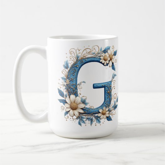 Mug Lettre Décorative G Avec Émail Bleu (Gauche)