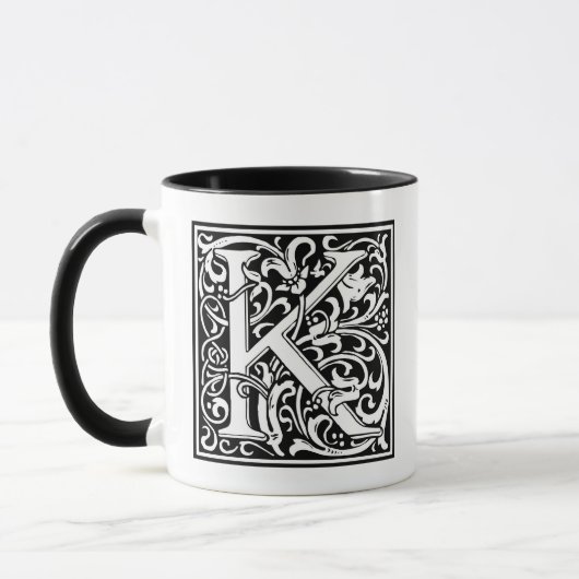 Mug Lettre décorative "K" initiale (Gauche)