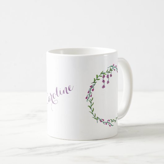 Mug Lettre dessinée à la main C Monogramme initial Vin (Devant droit)