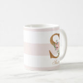 Mug LETTRE D'HUILE D'OR Floral BLANC S MONO (Devant droit)